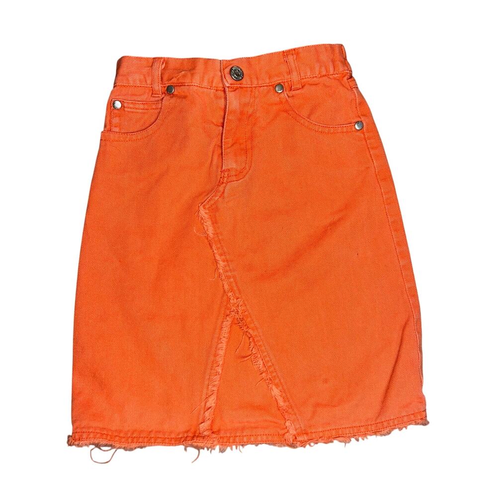 Vintage Y2K Camp Beverly Hills orange denim  skirt girls size 4